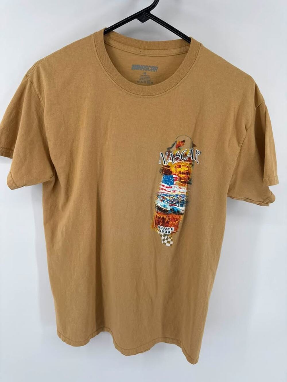 NASCAR Racing Vintage Style TShirt Men's Size Medium Tan Graphic Tee
